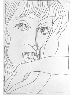 Cliché Verre portrait d'un visage appuyé sur ses mains Cliché-verre...