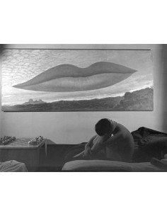 Observatory Time, the Lovers nude woman curled up on sofa under Man...