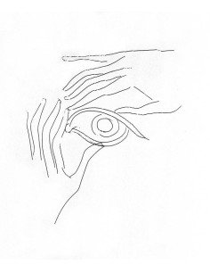 Glass Plate hands fingers eye Glass-plate : drypoint drawing on pla...