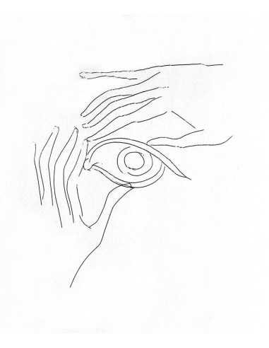 Glass Plate hands fingers eye Glass-plate : drypoint drawing on pla...