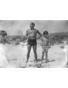 Pablo Picasso and Paolo man on the beach with his son, Juan-les-Pin...