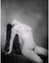 “The gift” model model woman nude sitting head tilted long falling ...