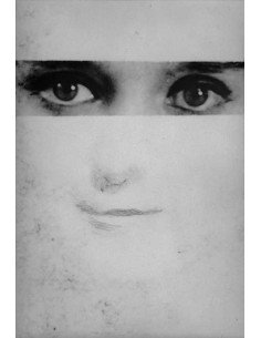 Eyes   blindfold on light background with sketched drawing of the n...