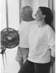 Pablo and Jacqueline Picasso profile portrait with his wife Jacquel...