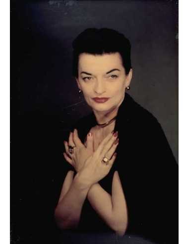 Evelyn Dawson Wynn colour photograph portrait woman facing black dr...