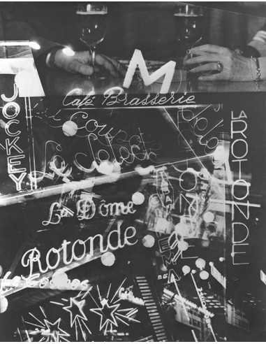 neon signs La Rotonde Montparnasse's neon signs, with superposition...