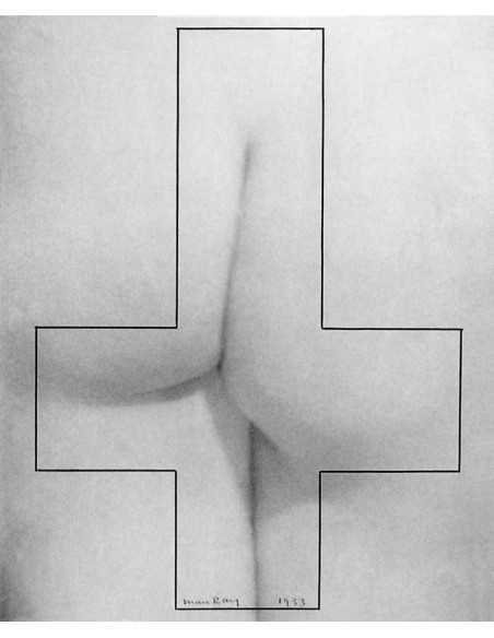 Monument à D.A.F. de Sade image d'un fessier féminin avec croix des...