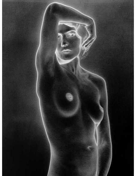 Natacha (négatif) modèle nu en buste bras relevé - solarisation Voi...