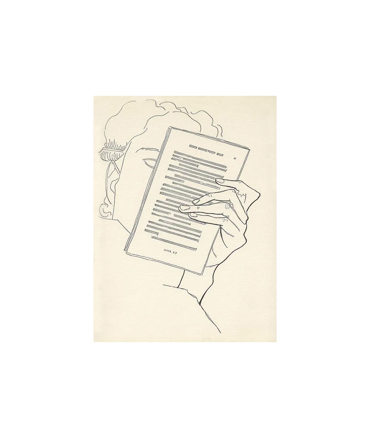 manray|Man Ray photo / TELIMAGE|Les Mains Libres, p.39 : The reading||Drawing