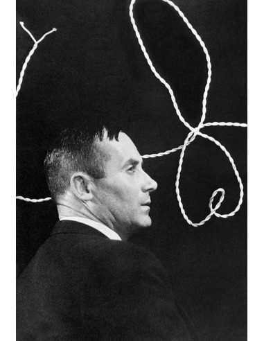 Joan Miró portrait homme de profil avec corde en fond - peintre Joa...