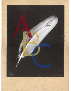 Rayography ABC bird feather with letters in color, for album "Alpha...