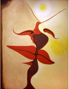 Image à deux faces peinture - 2 visages de profil nez et bouches, j...