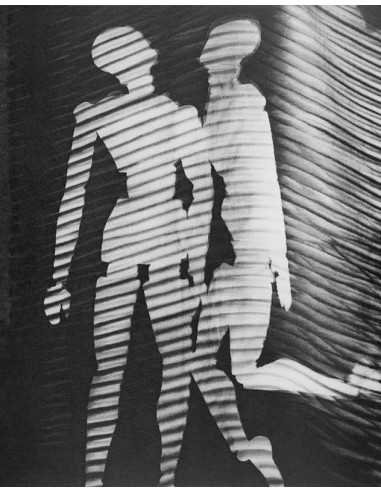 Rayography human couple figure Mr and Mrs Woodman shape with stripe...