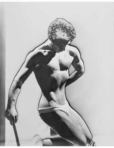 Nu masculin buste homme nu tête baissé - solarisation Nu masculin