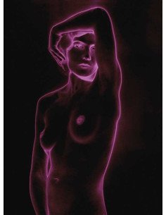 Beauty in Ultraviolets Nude woman,raised arm, solarization, coloriz...
