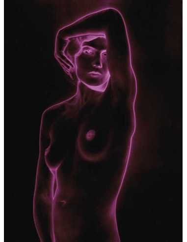 Beauty in Ultraviolets Nude woman,raised arm, solarization, coloriz...