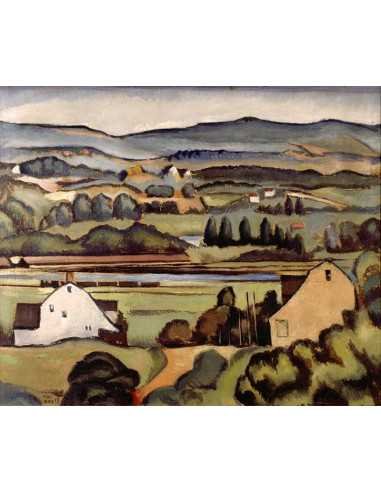 Paysage de Ridgefield peinture - paysage avec maisons Paysage de Ri...