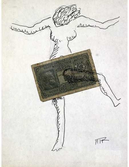 Tirelire Encre et collage sur papier Tirelire