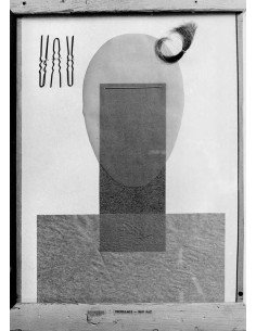 Decollage collage composed of paper, canvas and tracing paper, hair...