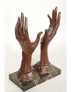 Solitary bronze, two hands, sculpture from a picture in "Les Mains ...
