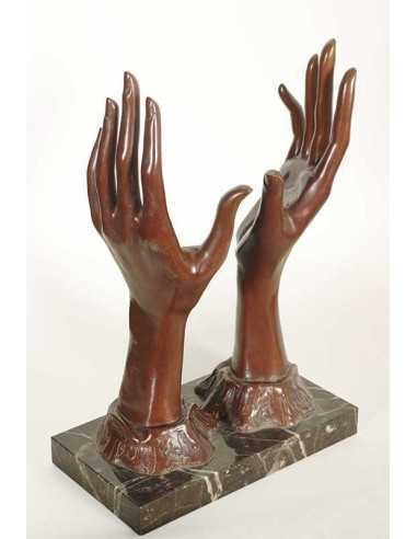 Solitary bronze, two hands, sculpture from a picture in "Les Mains ...