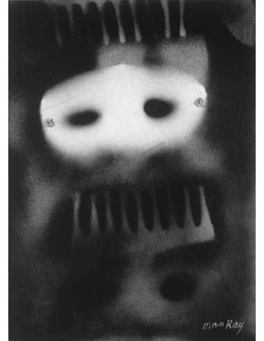 Chimère masquée aérographe, peinture noire et assemblage de fils su...