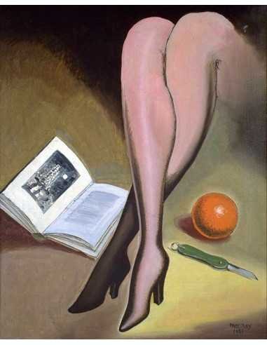Apple, knife and legs huile sur toile Apple, knife and legs