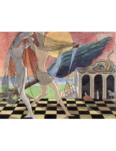 Mural study for Night Sun - Abandoned playground Watercolor, ink an...