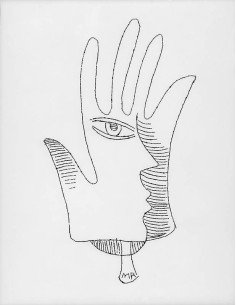 Glass Plate : Jacqueline profil in hand with eye, glass plate Title...