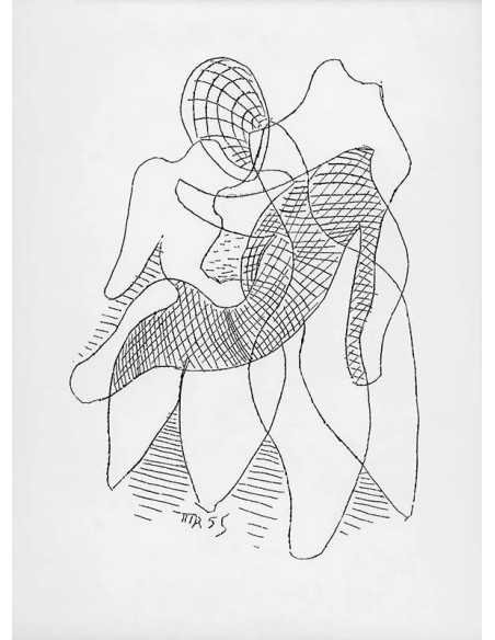 Glass Plate : Germaine bodies intertwined, glass-plate : drypoint d...