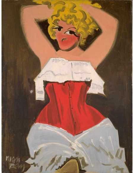 Le corset rouge The Chambermaid huile sur toile - femme blonde en c...