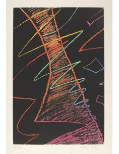 Sur la lune gravure en couleur , en 100 ex. Edition Richard Binder ...