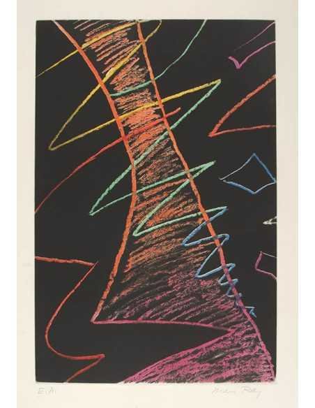 Sur la lune gravure en couleur , en 100 ex. Edition Richard Binder ...