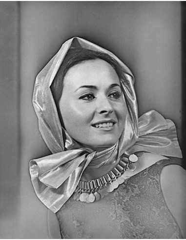 Marie-Josée Casanova woman portrait with headscarf around head and ...