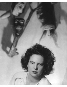 Florence Homolka (Meyer) portrait woman facing underneath masks wav...