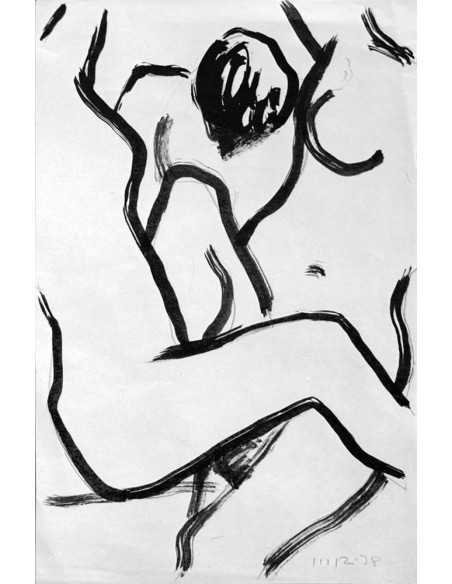 Sans titre (3 nus erotiques) dessin à l'encre - 3 corps nus enlacés...