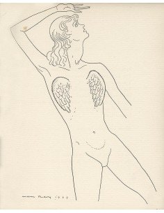 Les Mains Libres, p.87 : Nude drawing by Man Ray, nude with wings, ...
