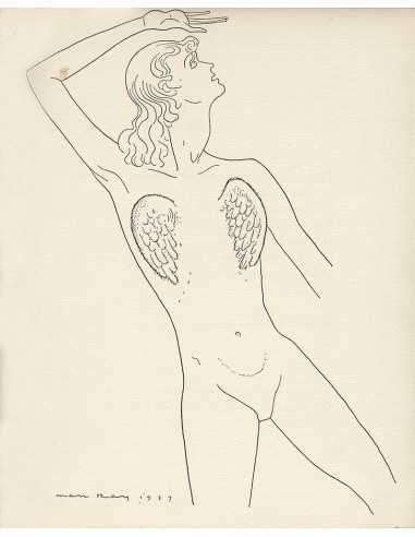 Les Mains Libres, p.87 : Nu Nu ailé, dessin de Man Ray, dans le liv...