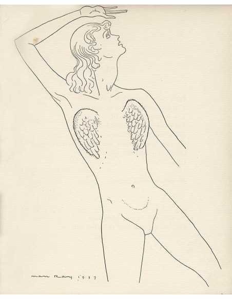 Les Mains Libres, p.87 : Nu Nu ailé, dessin de Man Ray, dans le liv...