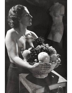 No title (nude with fruit basket) topless woman with fruit basket N...