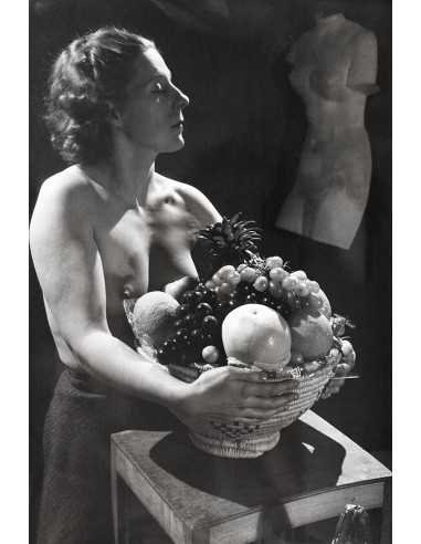 No title (nude with fruit basket) topless woman with fruit basket N...