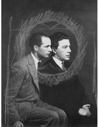 Louis Aragon et André Breton portrait hommes assis de profil, avec ...
