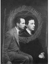 Louis Aragon et André Breton portrait hommes assis de profil, avec ...