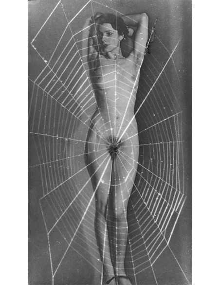 Spider woman femme nue de face - superposition avec toile d'araigné...