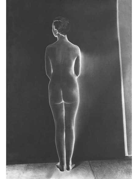 Black back model woman nude from behind full-length shot solarizati...