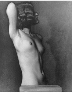 no title (nude) profile portrait nude woman solarization hands behi...
