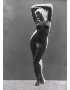 no title (negative nude) nude woman with arms raised above her head...