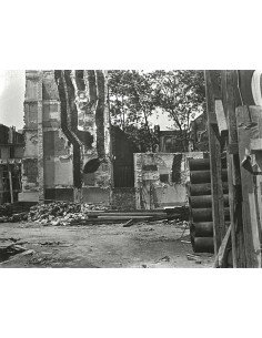 Demolitions facade under demolition in a construction site, Paris A...