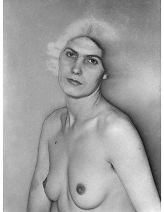 Natasha nude woman half-length shot three-quaters body looking at c...