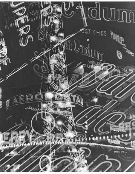 Electricity "The town" neon signs and lights of the Eiffel Tower Pr...